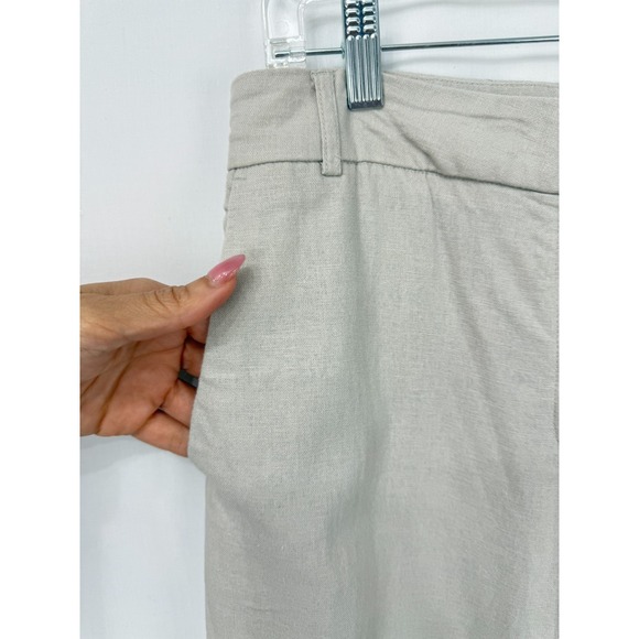 Rachel Zoe Women Linen Blend Wide Leg Cropped Pants Beige High Rise Neutral Sz 8 - Picture 7 of 11